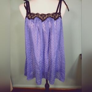 Cabernet Baby Doll Purple Swiss Dot w/Black Chantilly Lace Med